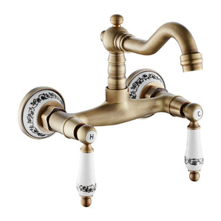 Christal - Retro Ceramic Double Handle Wall Mounted Mixer Kitchen Tap
