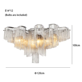 Maya - Modern Round Tiered Tassel Chain Ceiling Light Chandelier