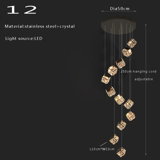 Abby - Crystal Square Box Gold Ceiling Chandelier