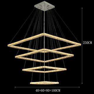 Elio - Modern Square Tiered Gold Hanging Chandelier