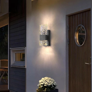 Marvn - Modern LED Patterned Glass Outdoor Wall Light with Light Sensor