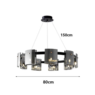 Francois- Hanging Multi Head Tinted Curved Glass Ceiling Light Chandelier