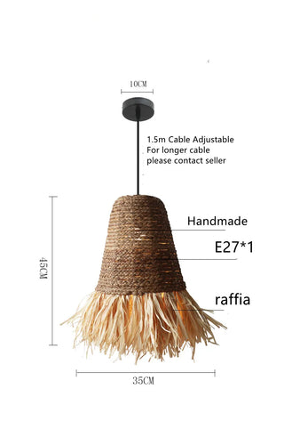 Anaelle - Bamboo and Raffia Round Wicker Ceiling Light