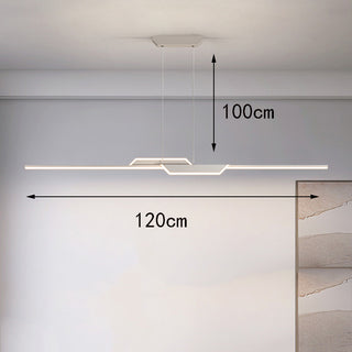 Hinata - Modern Long Bar LED Hanging Ceiling Light Black Chandelier