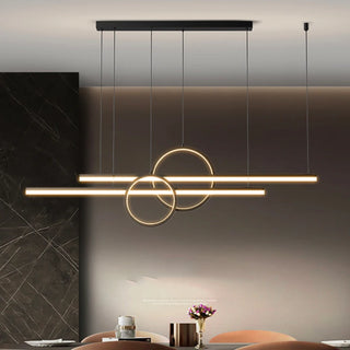 Vironica - Modern Long Bar LED Double Ring Ceiling Light Chandelier