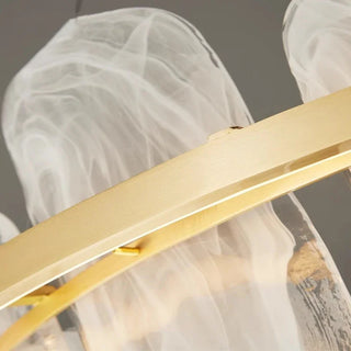 Sago - Hanging Stone Style Coloured Glass Gold Round Chandelier