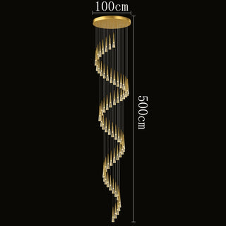 Barista - Round Spiral Gold Teardrop Multi Head Hanging Ceiling Chandelier