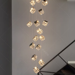 Abby - Crystal Square Box Gold Ceiling Chandelier