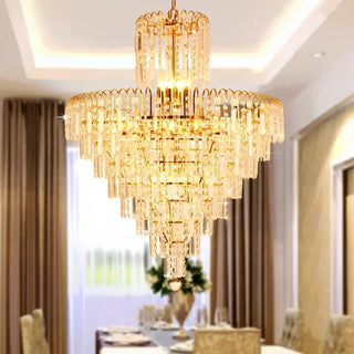Matteo - Crystal Shaped Glass Multi-Tier Round Ceiling Light Chandelier