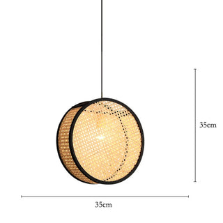 Montana - Bamboo Core Oriental Style Rattan Hanging Decorative Lighting Fixtures