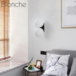 Eyre - Modern Minimalist White Milk Shade Circular Glass Ball Wall Light