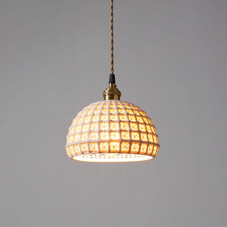 Olga - Modern White Patch Shade Pendant Hanging Round Ceiling Light