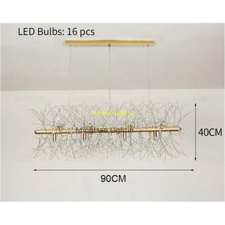 Acura - Dandelion Wire LED Rectangle Base Hanging Chandelier