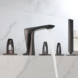 Narine - Modern 5 Piece Bathtub Tap Set with Pull Out Shower Spray