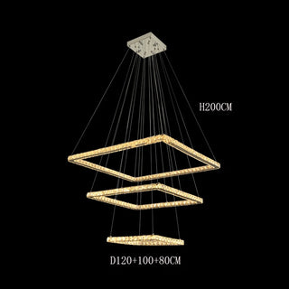 Elio - Modern Square Tiered Gold Hanging Chandelier