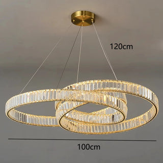 Ripple - Modern Round Gold Crystal Hanging Chandelier
