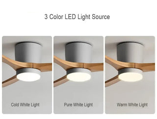Makaria - Nordic Modern Wood 3 Blade Reversible Ceiling Fan with LED Light