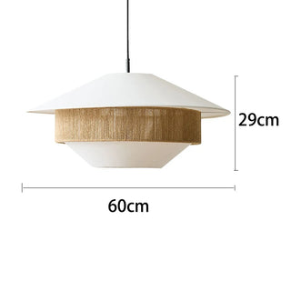 Wakiso - Vintage Hemp Rope Japanese Round Double Shade White Hand Woven Ceiling Light
