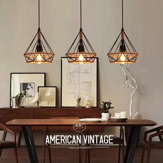 Nina - Industrial Hemp Rope Triangle Black Hanging Ceiling Light