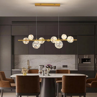 Babuna - Modern Multi Head Ball Hanging Line Chandelier
