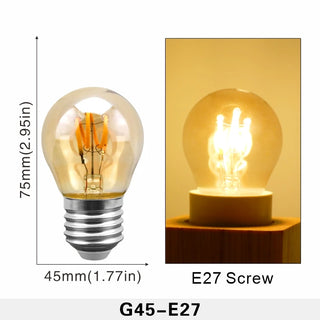Retro G45 Spiral E27 Screw Bulb 4W