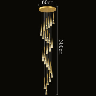 Barista - Round Spiral Gold Teardrop Multi Head Hanging Ceiling Chandelier