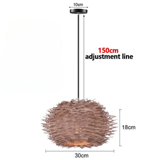 Hebron - Japanese Rattan Style Woven Bamboo Chandelier Hanging Light