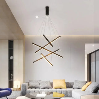 Finn - Modern Hanging Thin Black Crossed Bar Ceiling Light Chandelier