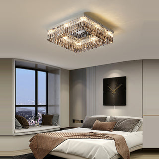 Alpine - Silver Round Coloured Hanging Glass Recessed Ceiling Light Chandelier