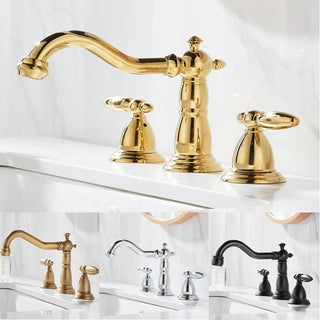Demeter - Brass Dual Handle Curved Mixer Basin Tap