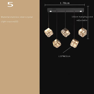 Abby - Crystal Square Box Gold Ceiling Chandelier