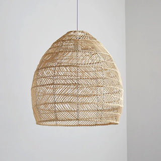Doha - Natural Bamboo Striped Layered Hanging Pendant Ceiling Light