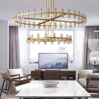 Harbie- Statement Gold Beam Cylindrical Up Down Hanging Chandelier