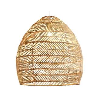 Doha - Natural Bamboo Striped Layered Hanging Pendant Ceiling Light