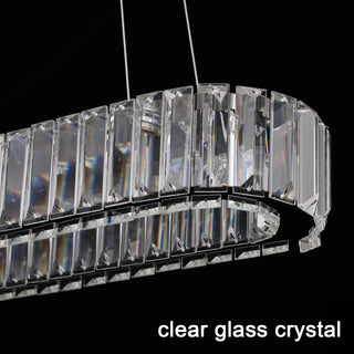 Tabrizi - Crystal Oval Chrome Glass Hanging Ceiling Light Chandelier