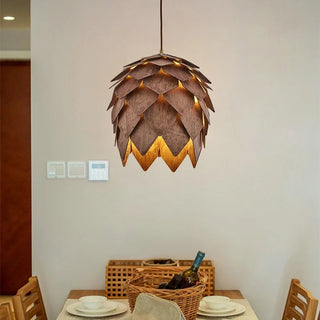 Star - Solid Wood Pine Cone Spiral Pendant Light