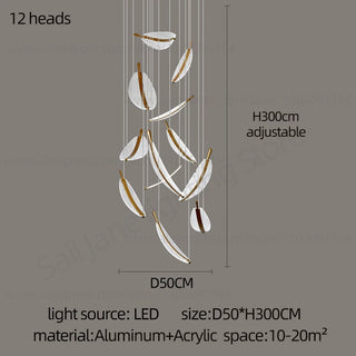 Plume - Leaf Adjustable Hanging Chandelier