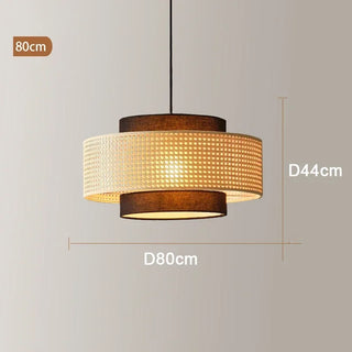 Kheesa - Layered Perforated Woven Cylindrical Hanging Pendant Ceiling Light