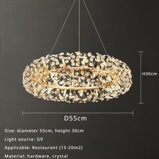 Orhan - Glass Dandelion Gold Frame Round Clear Crystal Ceiling Light Chandelier