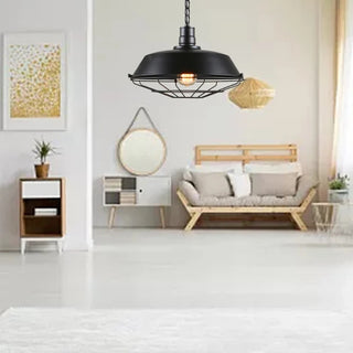 Hermitage - Vintage Rustic Hanging Round Caged Pendant Ceiling Light