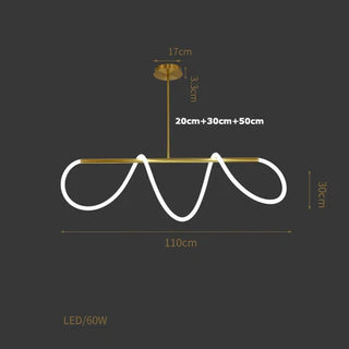 Ragav - Gold Twisted Hanging LED Pipe Ceiling Light Chandelier