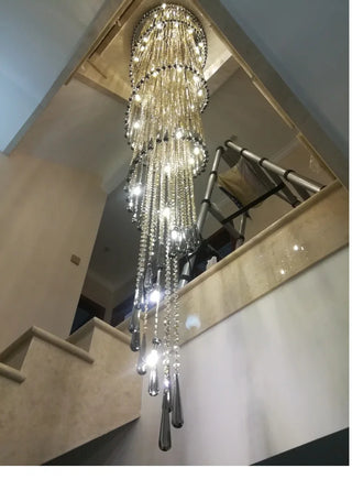 Fuzy - Clear Glass Spiral Chrome Ceiling Light Chandelier