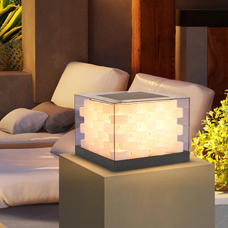 Sibyl - Solar Waterproof Cubed Weave LED Outdoor Post Lights