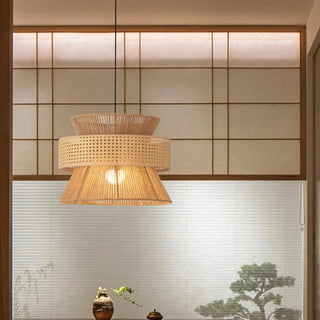Ghizo - Vintage Wabi Sabi Handmade Hemp Rope  Led Rattan Pendant Light