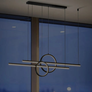 Vironica - Modern Long Bar LED Double Ring Ceiling Light Chandelier