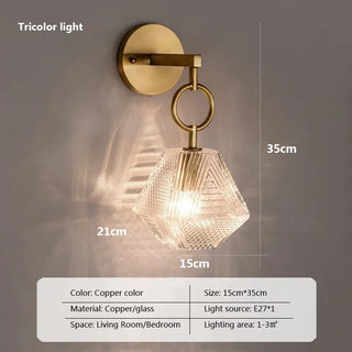 Teddy - Modern Gold Patterned Glass Crystal Wall Light