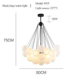 Donya - Frosted Multi Glass Ball Hanging Chain Ceiling Light Chandelier
