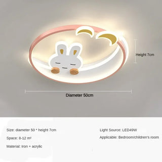 Jayceon - Round Bunny with Cloud Children's Room Ceiling Light
