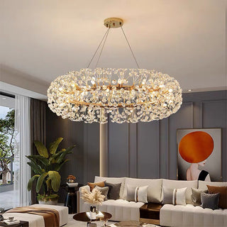 Orhan - Glass Dandelion Gold Frame Round Clear Crystal Ceiling Light Chandelier