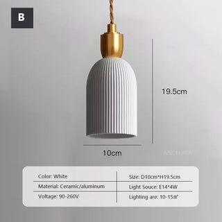 Cannes - Ceramic Resin White Gold Hanging Pendant Ceiling Light